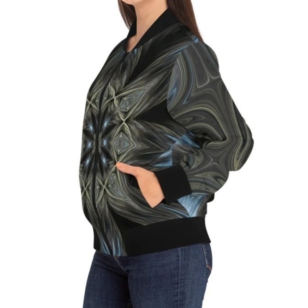 ImagineNature by Lauren‎ Karp Artwork Midnight Bomber Jacket Abstract Graphic L
